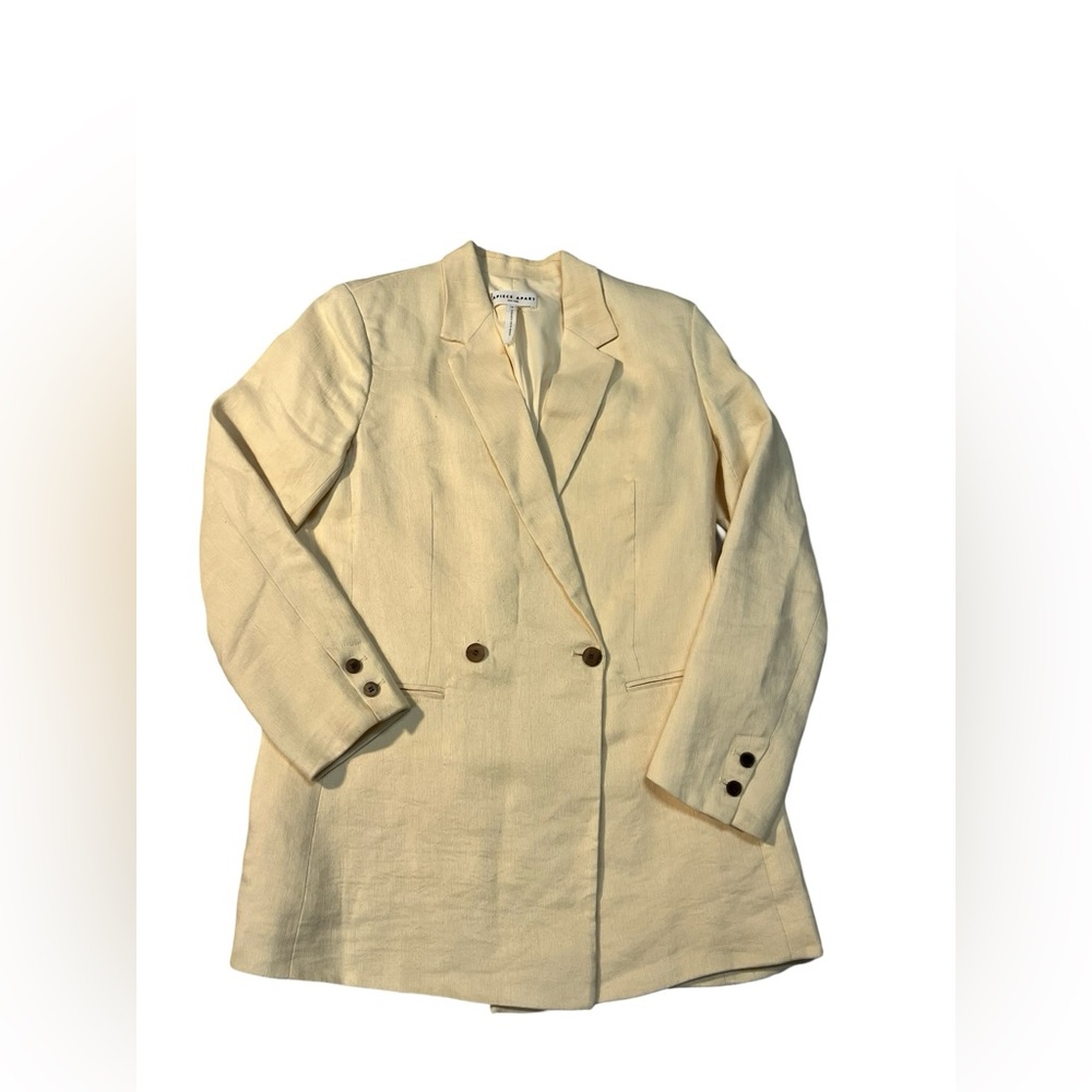Apiece Apart Elsa Double Breasted Linen Blend Sz 6 Cream Lined Blazer Jacket